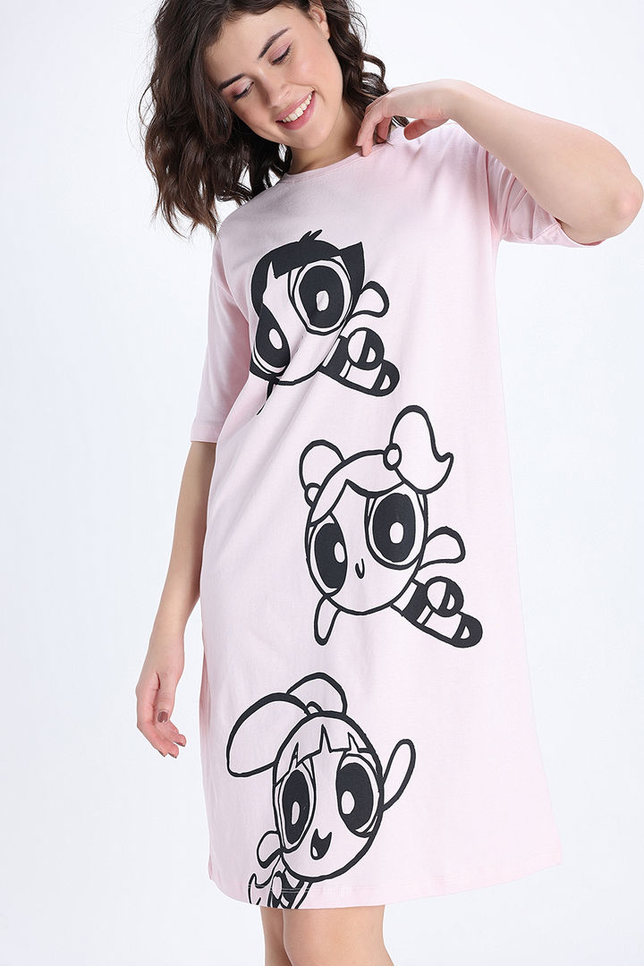 Zivame Power Puff Knit Cotton Loungewear Dress - Barely Pink — image 3